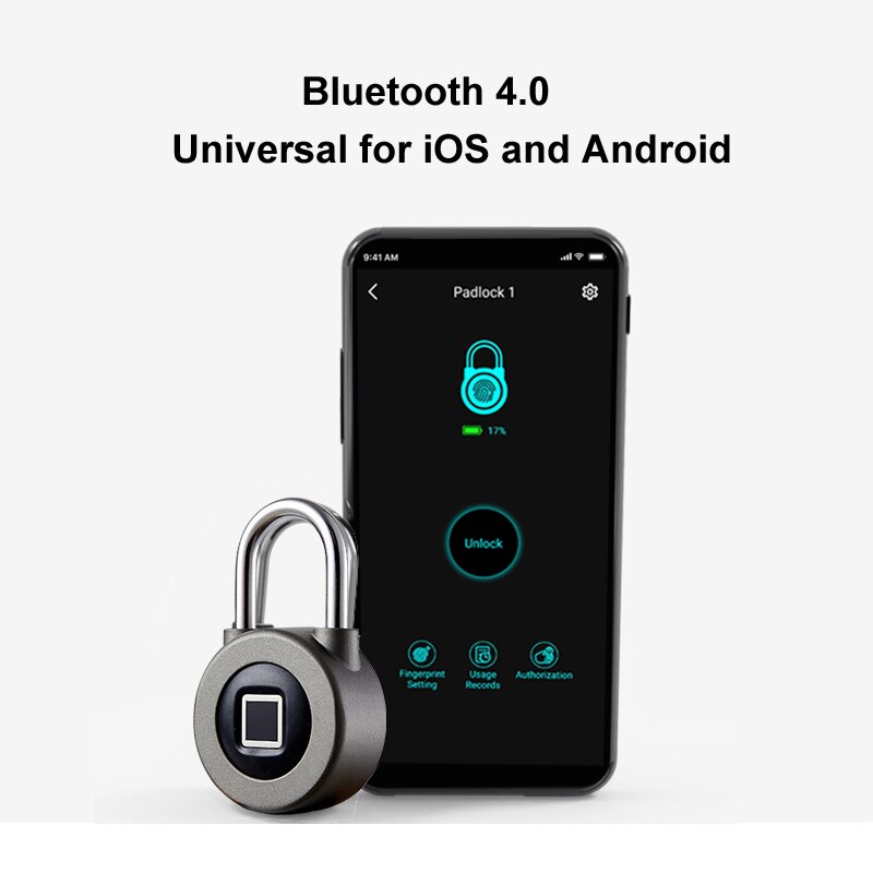 Smart Bluetooth Padlock Fingerprint and Phone APP Unlock Waterproof IP66 Security Door Lock For Luggage/Cabinet/Drawer/Bike M3