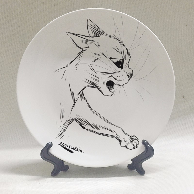 Louis Wain Art Plate Wall Dish Anthropomorphic Cats Kaleidoscope Cats Wall Decorative Plate Hanging Plate Background Decoration: Z