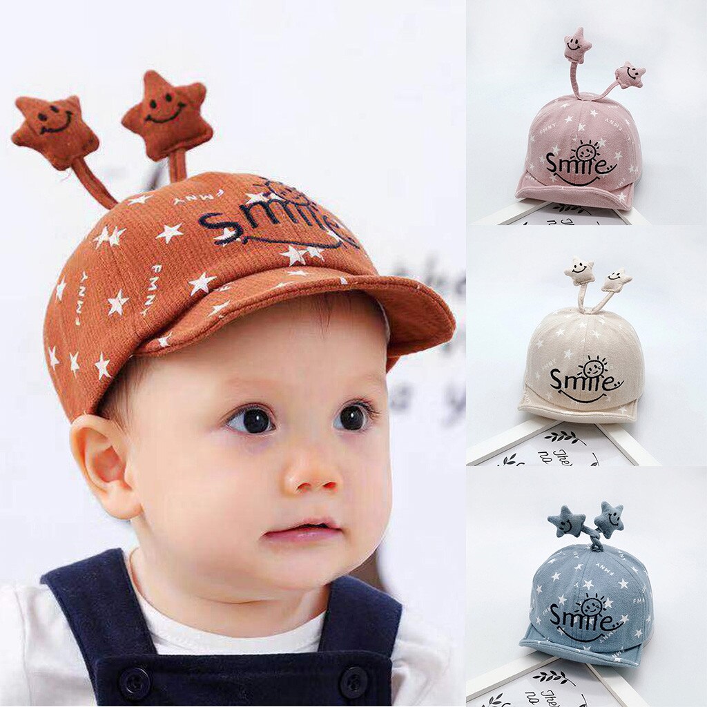 Infant Baby Hats Cartoon Beer Baseball Caps For Baby Boys Girls Spring Autumn Smile Letter Print Hats