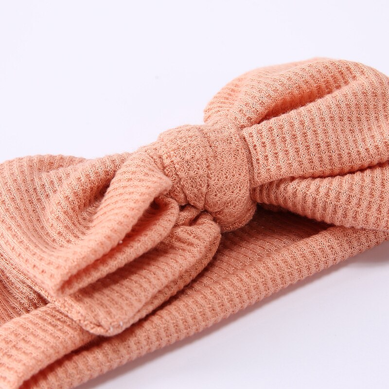 Ins Baby Hoofdband Big Bows Tulband Meisje Hoofdbanden Winter Haaraccessoires Kids Wafel Haarband Peuter Headwraps Dubbele Laag