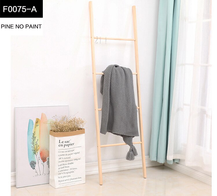 Ladder hanger trapezoidal solid wood coat rack simple bathroom hotel towel rack