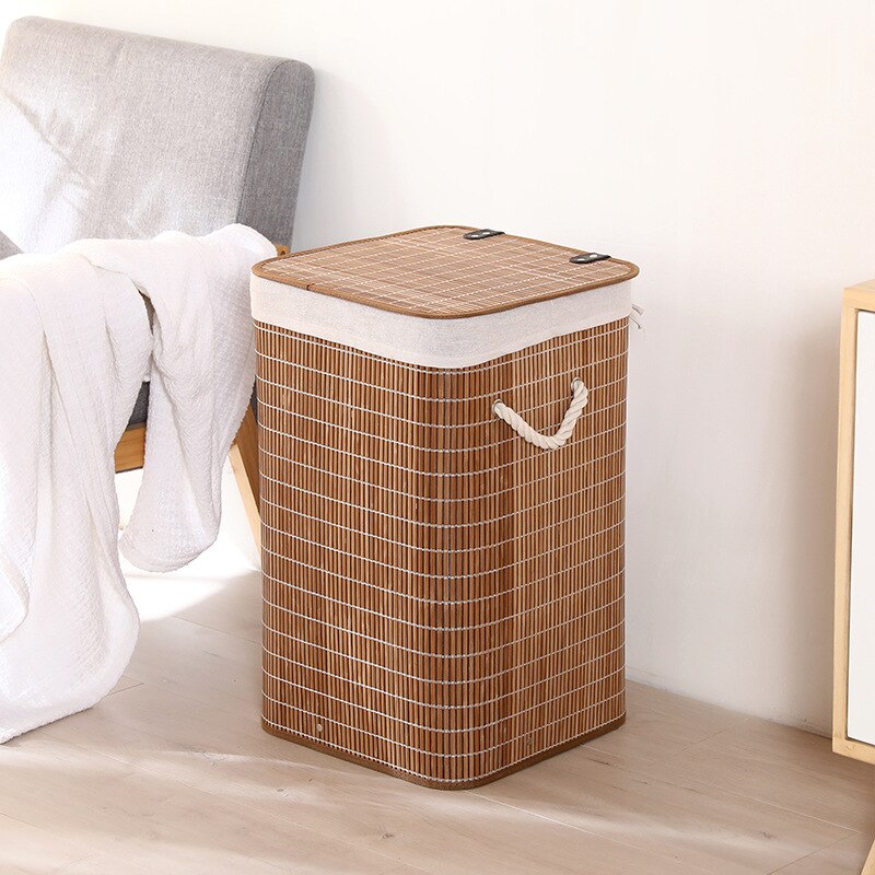 Folding Storage Bucket Laundry Basket Dirty Clothes Basket Storage Bamboo Woven Storage Bucket Dirty Clothes Storage BasketLB596