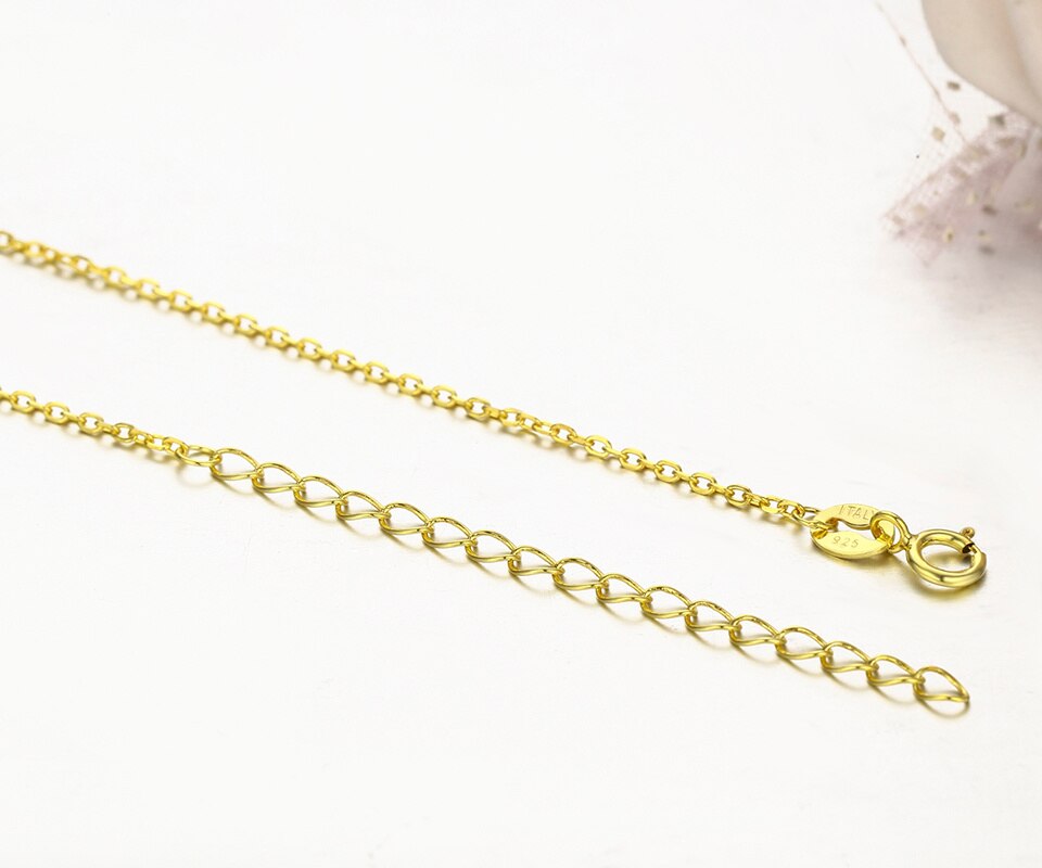 Windshow 925 Sterling Zilver w/Geel Gouden Kleur Rolo Kruis Ketting Vrouwen 45 + 5 cm Sieraden kolye collares collier ketting