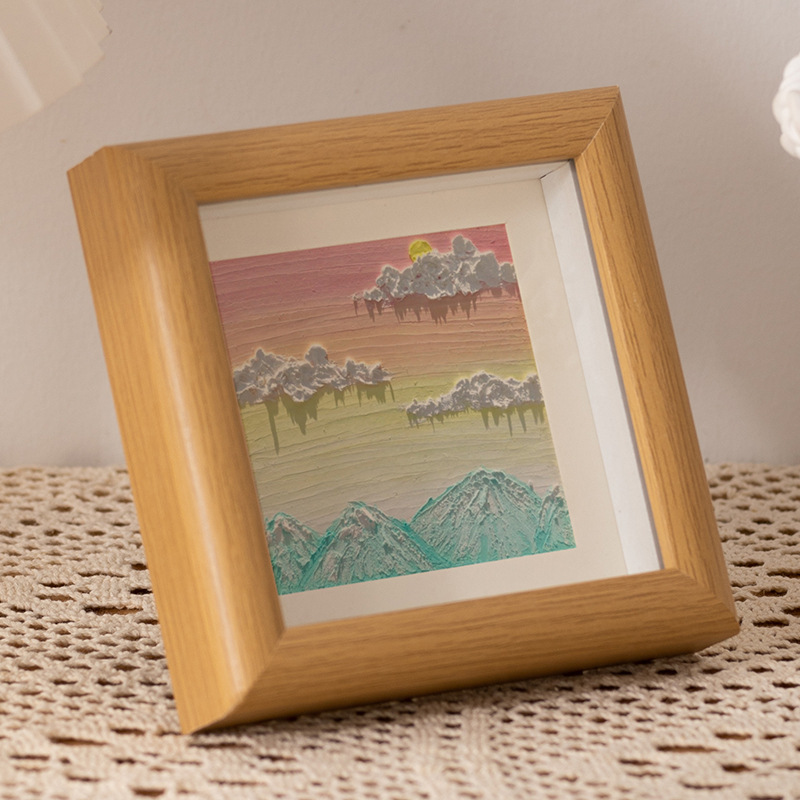 Bâton de peinture à l'huile cadre photo table pendule mini cadre photo carré creux cadre en bois bricolage cadre photo