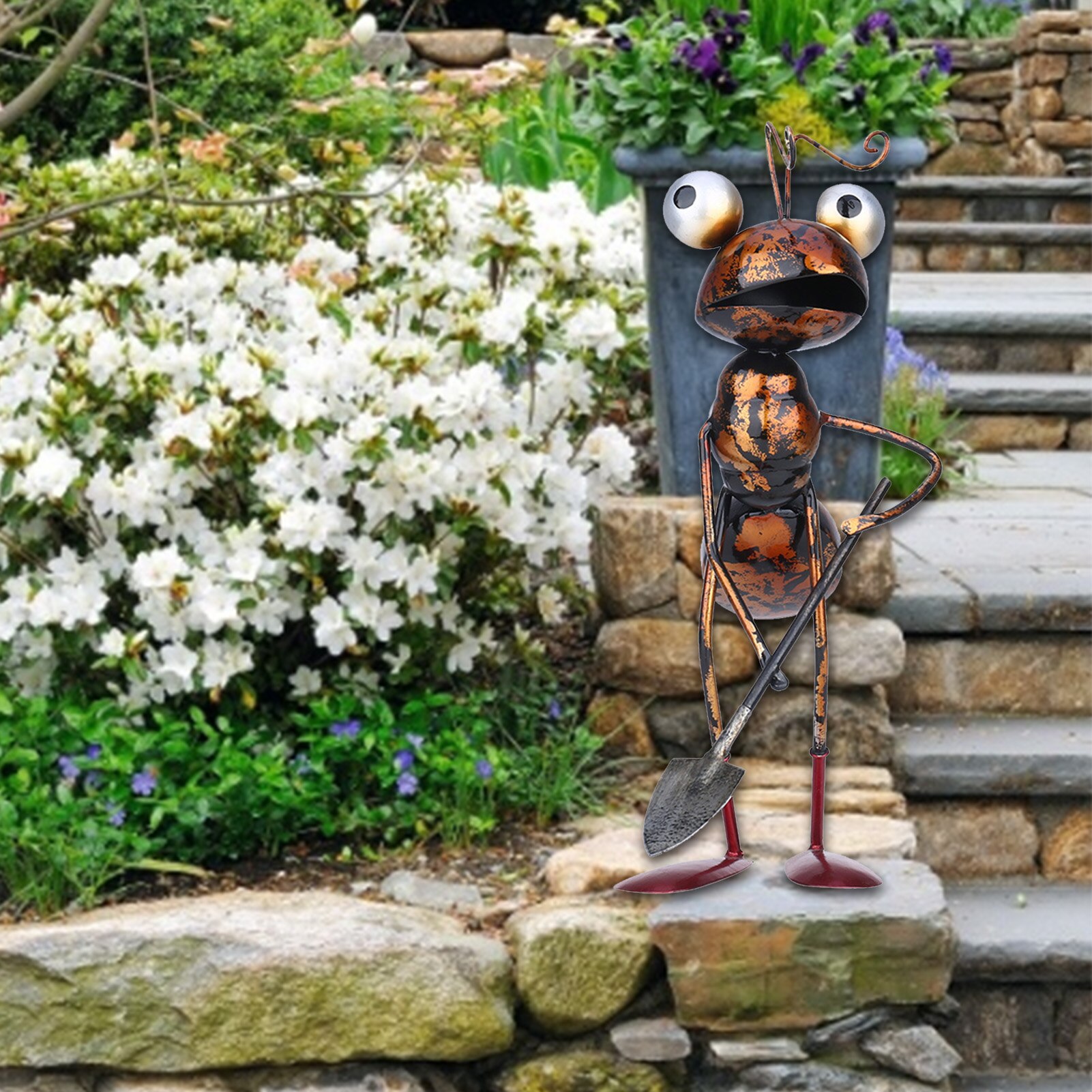 Big Metal Ant Garden Decoration Sculpture Home Patio Lawn Yard Indoor Outdoor Statue Ornament With Removable Bucket