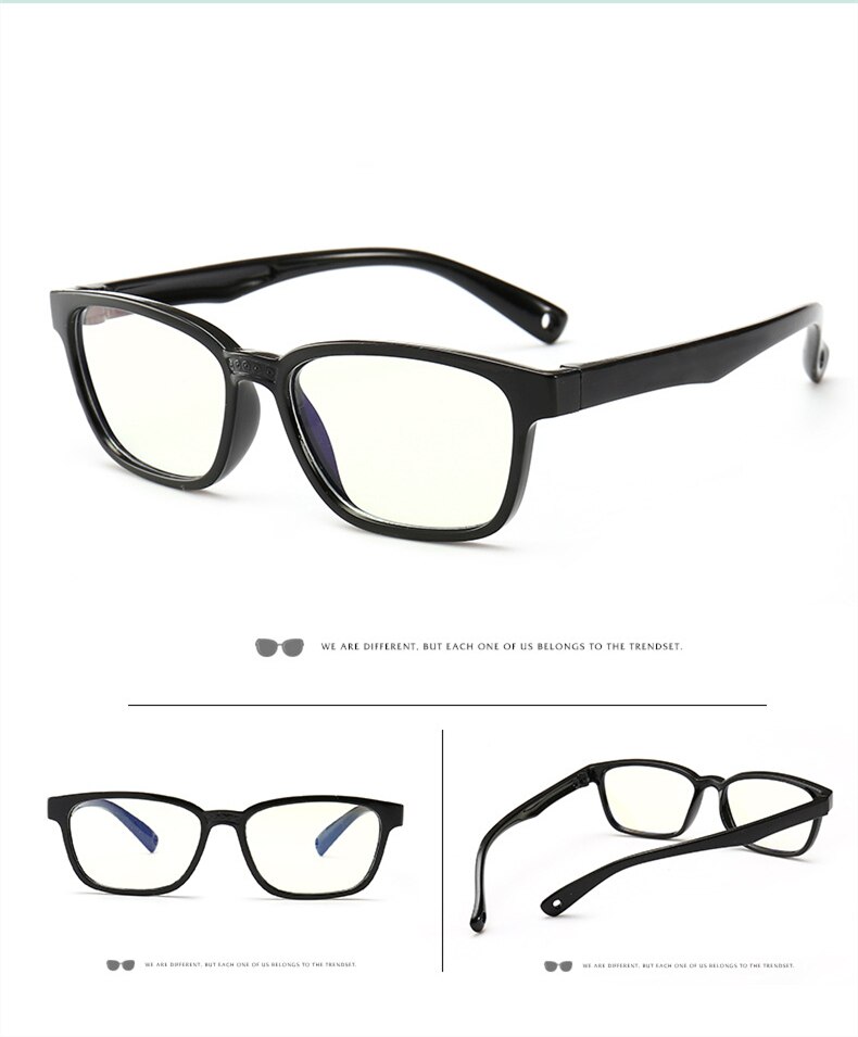 Gafas a prueba de luz azul para niños, gafas para tablet, gafas con silicona, Marco suave, gafas de ordenador unisex para niños: Black