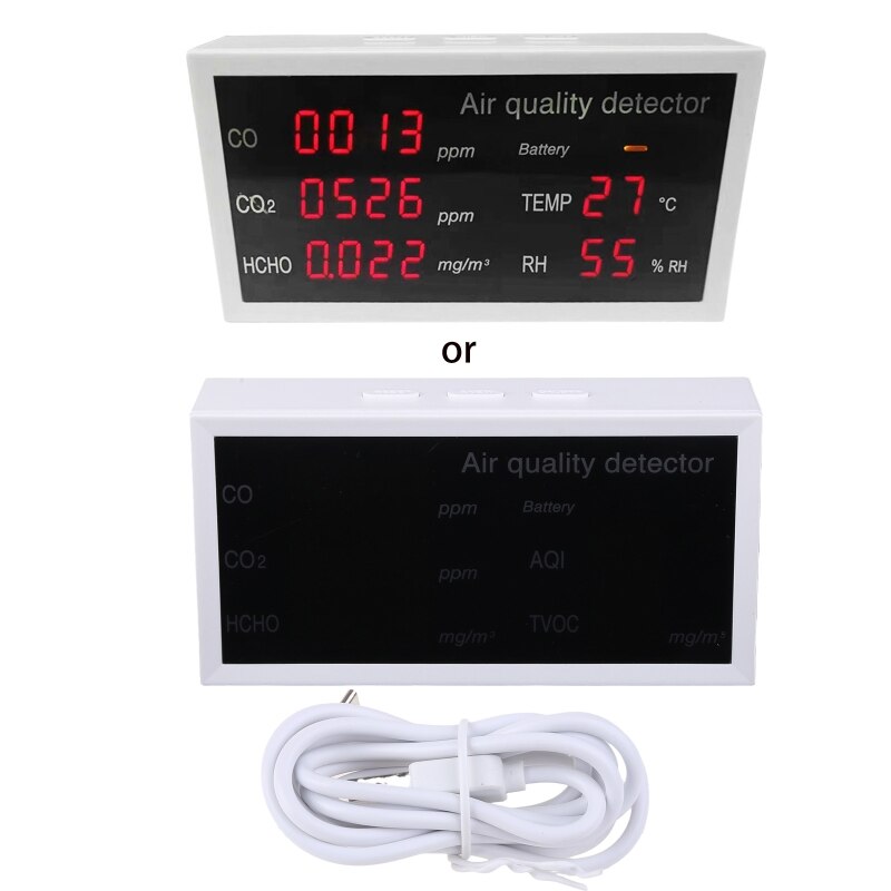 Accurate Tester Air Monitor CO2 Formaldehyde HCHO TVOC AQI CO Analyzer Battery Indicator Accuracy Pollution Test