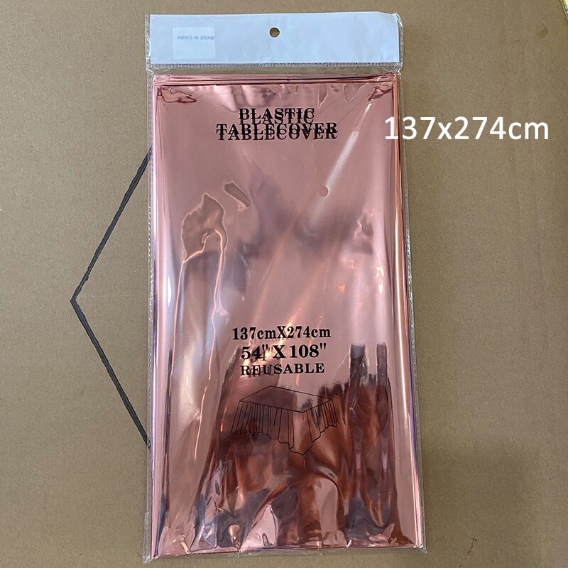 Til bryllupsbursdagsfest multifunksjonell engangsduk aluminiumsfolierbart deksel kjøkkenartikler hjemmeinnredning 137*274cm: Rosenrød