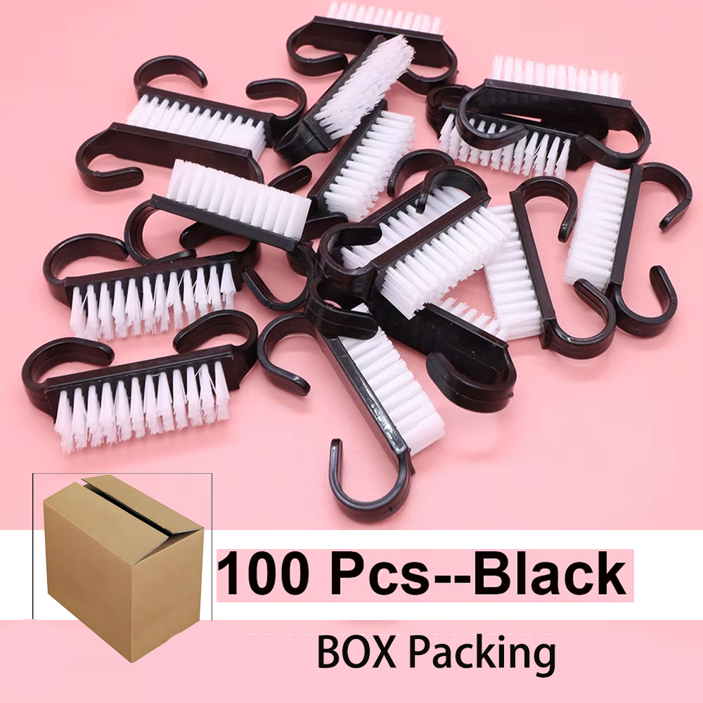 50/100pcs Nail Brushes Solid Black Mini Goat Horn Scrubber Soft Remove Dust Plastic Manicure Pedicure Nail Art Cleaning Brush: Light Grey