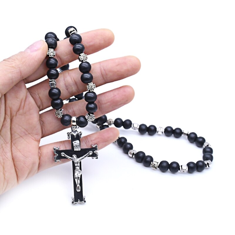 Rukouskaulakoru jeesus christ risti riipus kaulakorut metalliseos helmi pitkäketjuinen unisex kristillisiä koruja