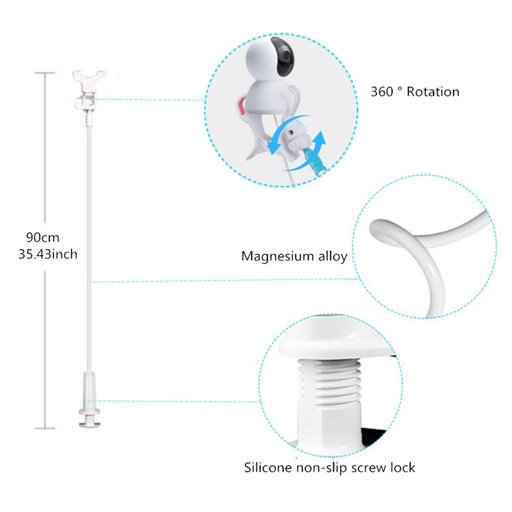Junniao multifunktionel justerbar 90cm babyalarm holder fast strækbeslag universal kameraholder telefonholder