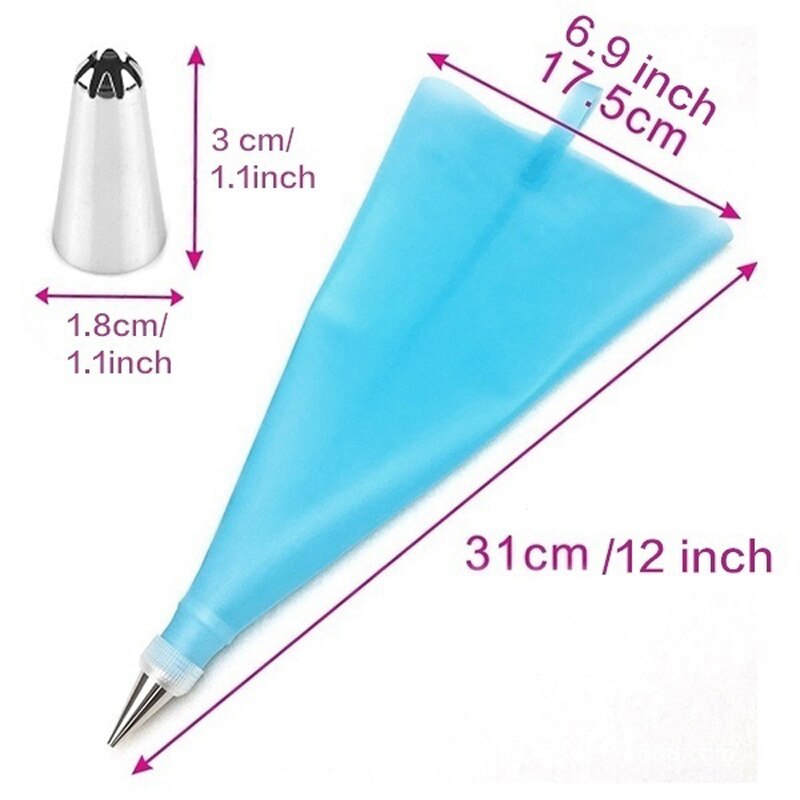 16PCS DIY Ice Piping Cream Pastry Bag Reusable Stainless Steel Nozzle Pastry Tips Converter Squeeze Cake Decorating Baking Tools