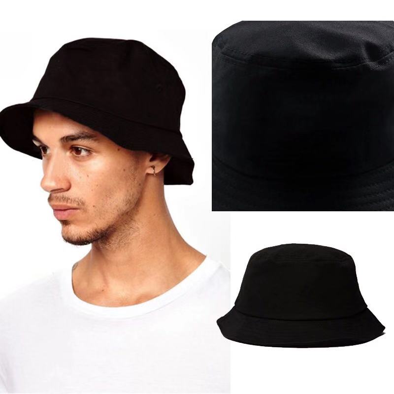 Chapeau de pêche pour hommes et femmes, style pop, bob, coiffure de pêche, couleur noire solide, protection solaire, style Hip Hop, panama