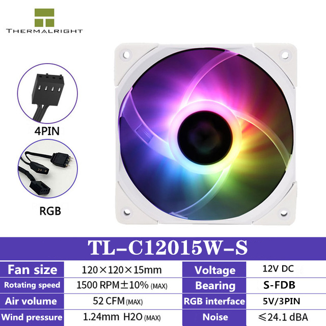 Thermalright TL-C12015 series CPU Cooling Fan 120x120x15mm 4pin PWM Computer Case Cooling Silent Fan Ultra-Thin Performance Fan: Black