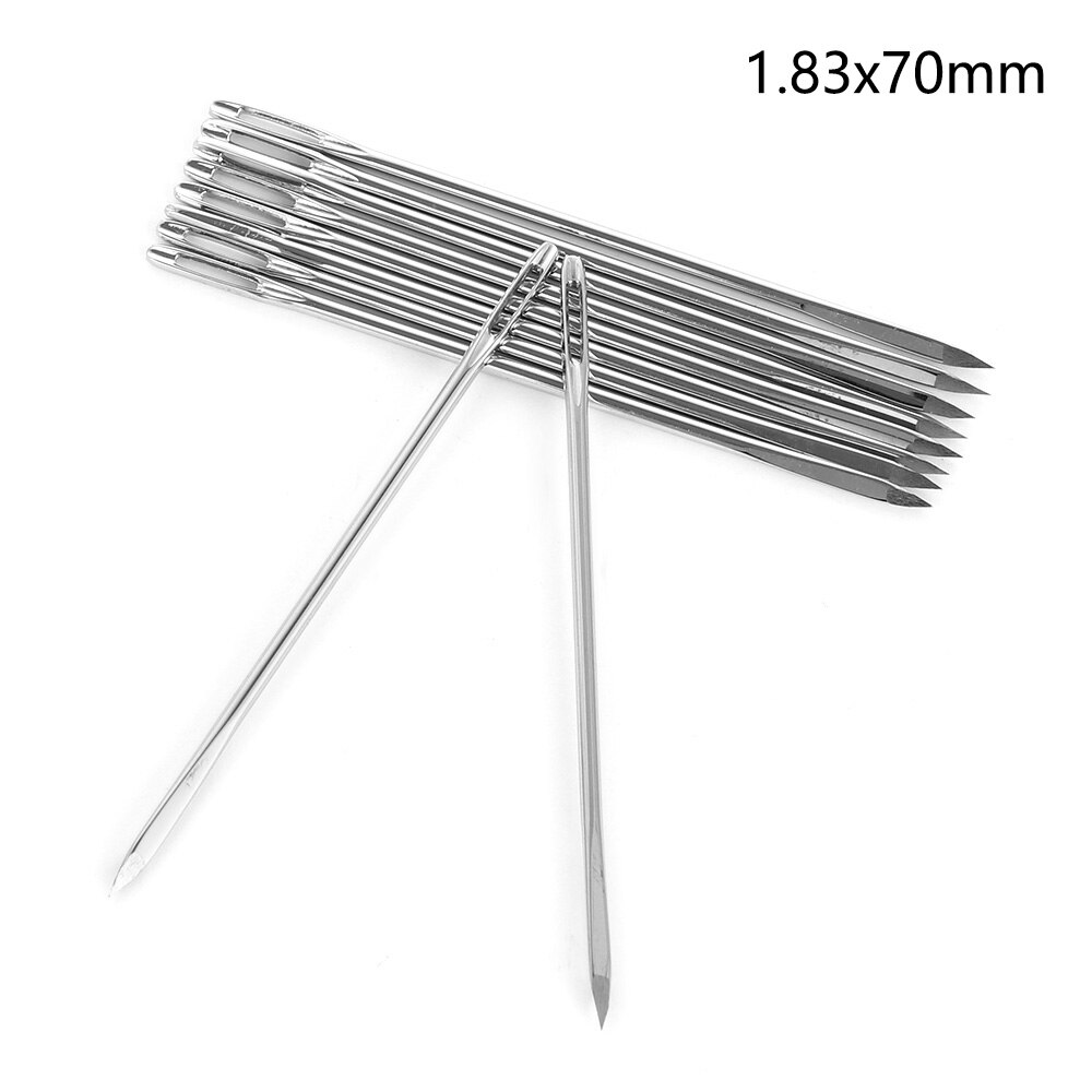10 stk rustfrit stål formet stiftsøm håndarbejde gør-det-selv-læder trekantsnåle pels specialtilbehør til syværktøj: 1.83 x 70mm