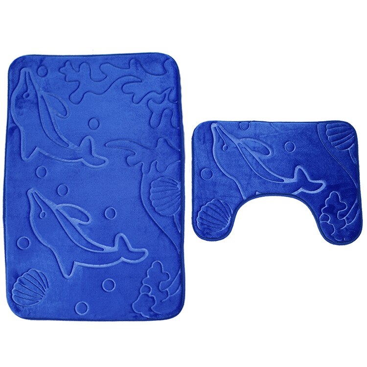 Zeegle 3D en relief mémoire éponge tapis de bain ensemble absorbant salle de bain tapis ensemble antidérapant salle de bain tapis de sol tapis de toilette: dolphin B