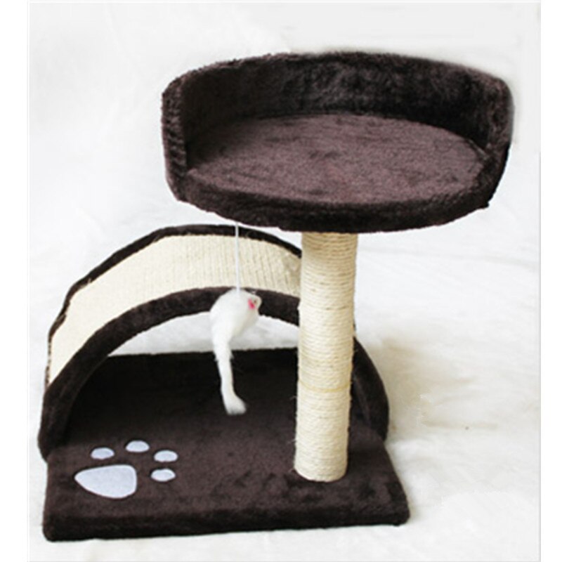 Pet Cat Climbing Tree Scratching Post Board Cat Tree House Removable Cat Bed Cat Condo Climbing Frame Furniture Scratchers Post: Brown