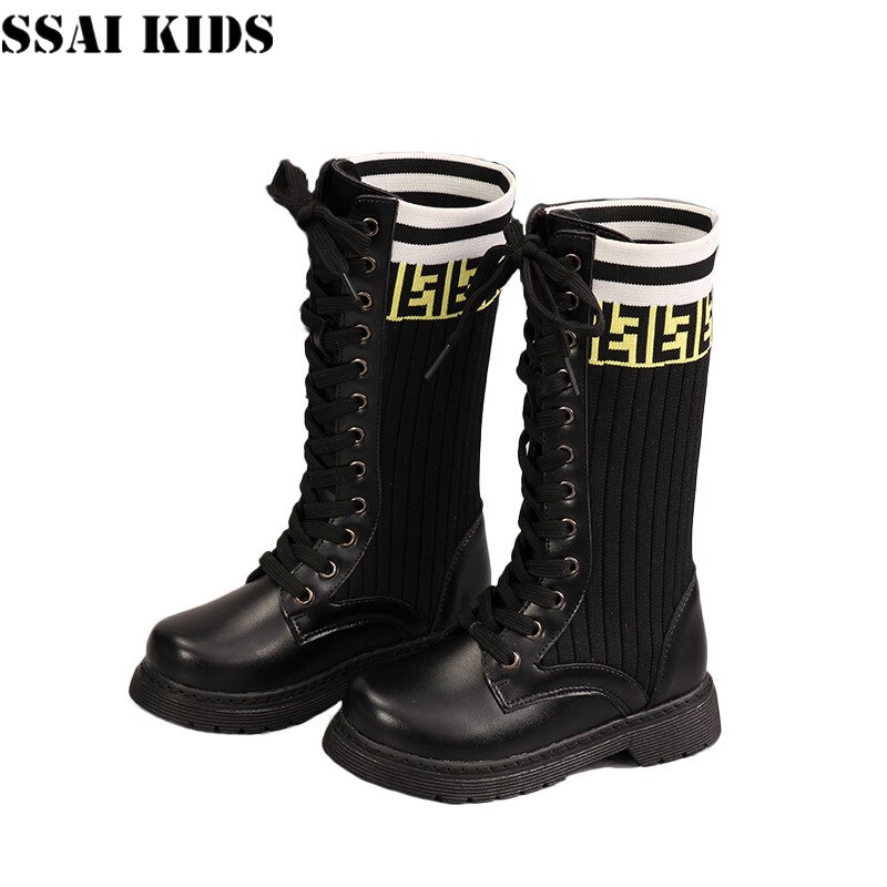 SSAI freundlicher frühling herbst neue freundlicher elastische socken schuhe Baby Mitte-rohr stiefel mädchen prinzessin stiefel mädchen schuhe