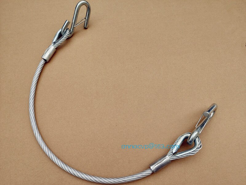 CVP double hook coated safety cables with S spring hooks 70cm long, trailer parts