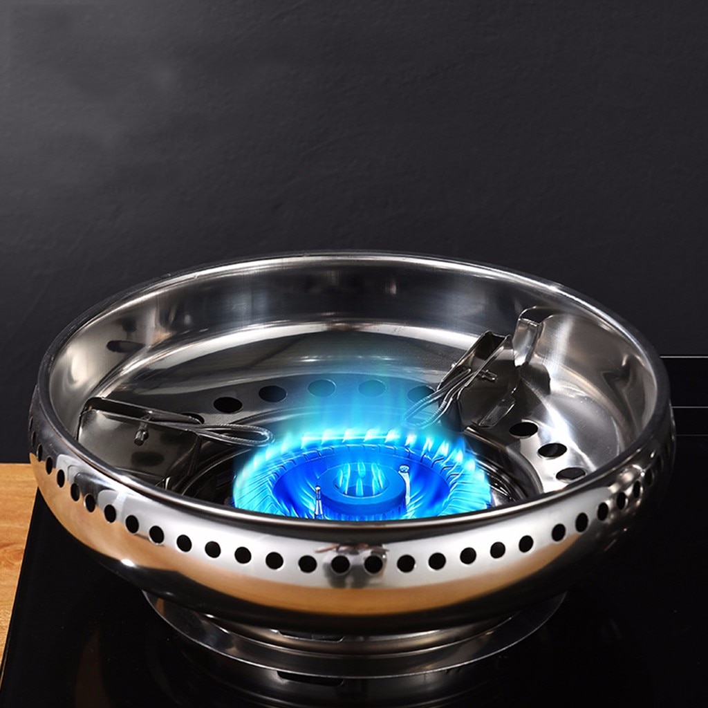 Métal cuisinière à gaz couvercle cuisinière en acier inoxydable torche Net coupe-vent économie d'énergie maille ronde étui rassembler flamme ustensiles de cuisine