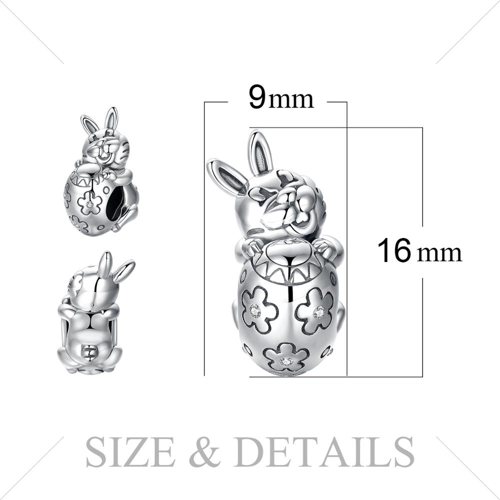 JewelryPalace Easter Day Egg Rabbit 925 Sterling Silver Beads Charms Silver 925 Original For Bracelet Silver 925 original Making