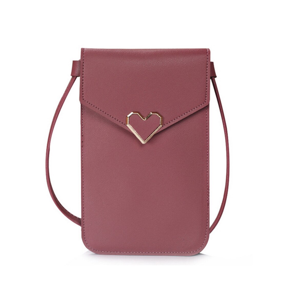 Touch Screen Mobiele Telefoon Purse Smartphone Portemonnee Lederen Schouderband Handtas Vrouwen Tas Voor Iphone X S10 Huawei P20: dark pink
