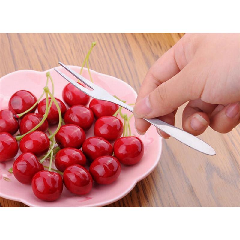 6PCS Stainless Steel Forks Two Prong Fork Dessert Fruit Forks Party Tableware Kitchen Accessories Dinnerware Set Food Cutlery