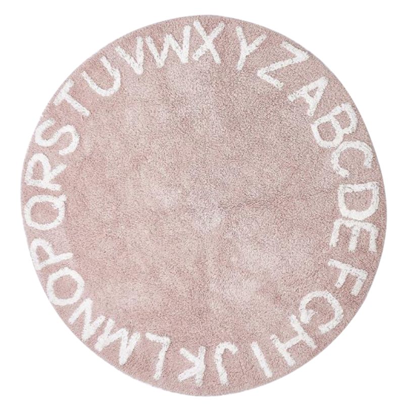 Tapete nórdico con letras ins para niños, Alfombra de área redonda de 120cm, tapete de juegos para bebés, manta antideslizante para gatear, decoración para dormitorio de bebés: Pink