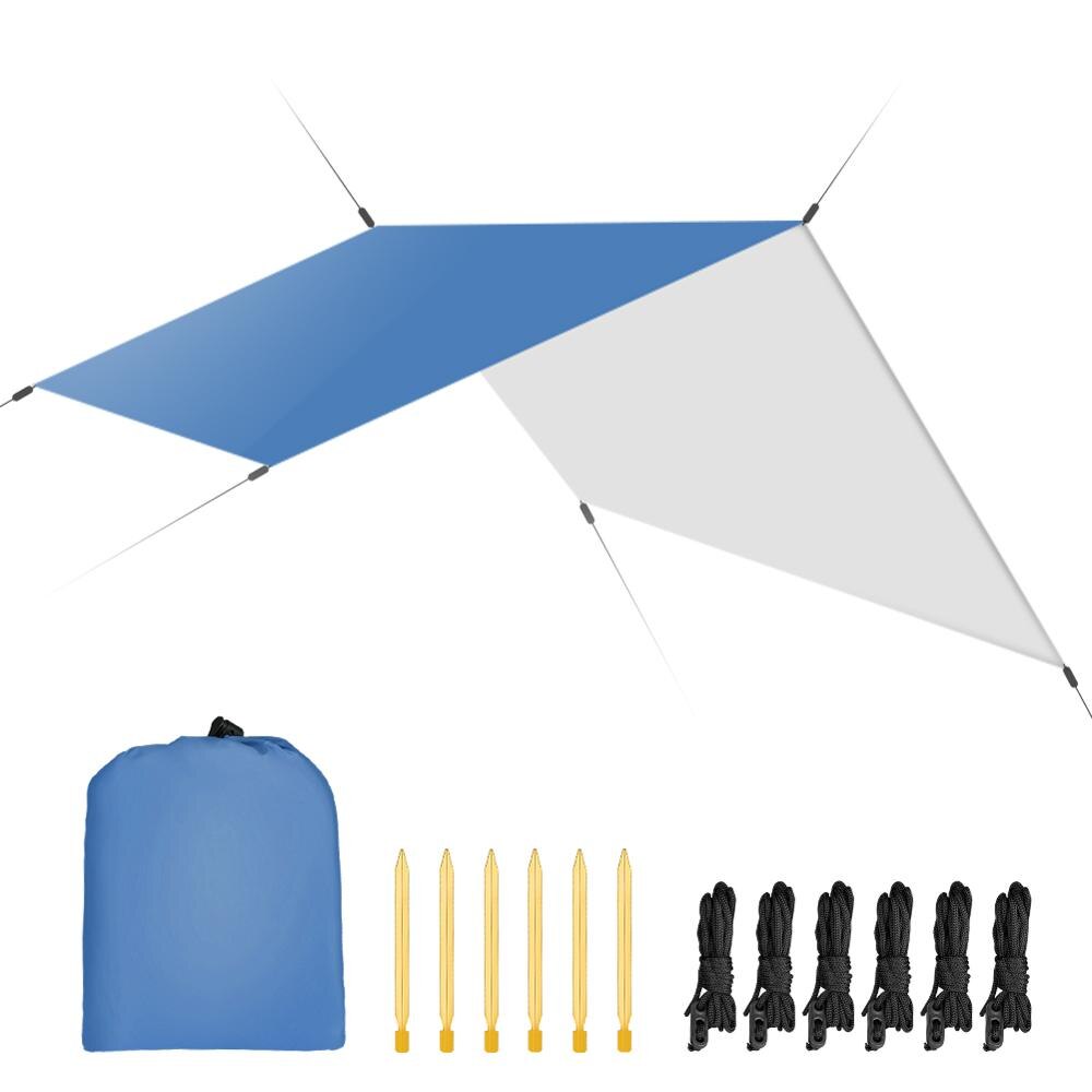 3 mx 3m vedenpitävä aurinkosuoja teltta tarp uv -rantateltta varjo ulkona retkeily riippumatto sade lentää retkeily aurinkovarjo markiisi katos: Sininen