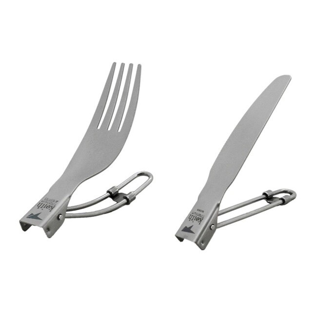 Keith Outdoor Titanium Vouwen Lepel Spork Mes Vork Vouwen Handvat Set Camping Bestek Puinhoop Kit Keuken Servies Draagbare: Fork Knife