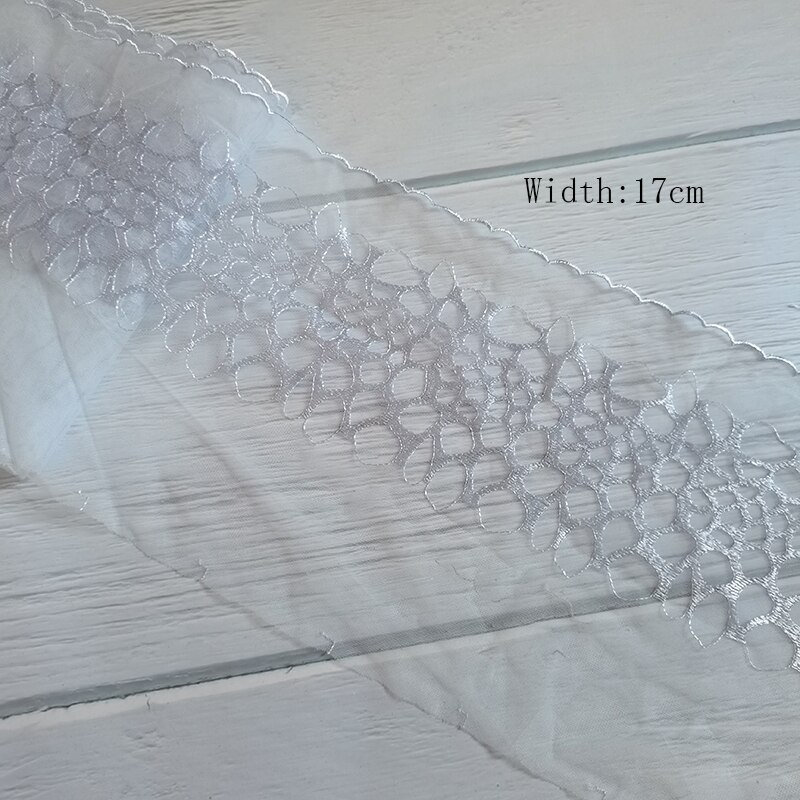 5 Yards 17-26cm Multicolor Mesh Embroidery Lace Trim Handmade DIY Needlework Sewing Doll Dress Clothing Material 150: 23 width 17cm