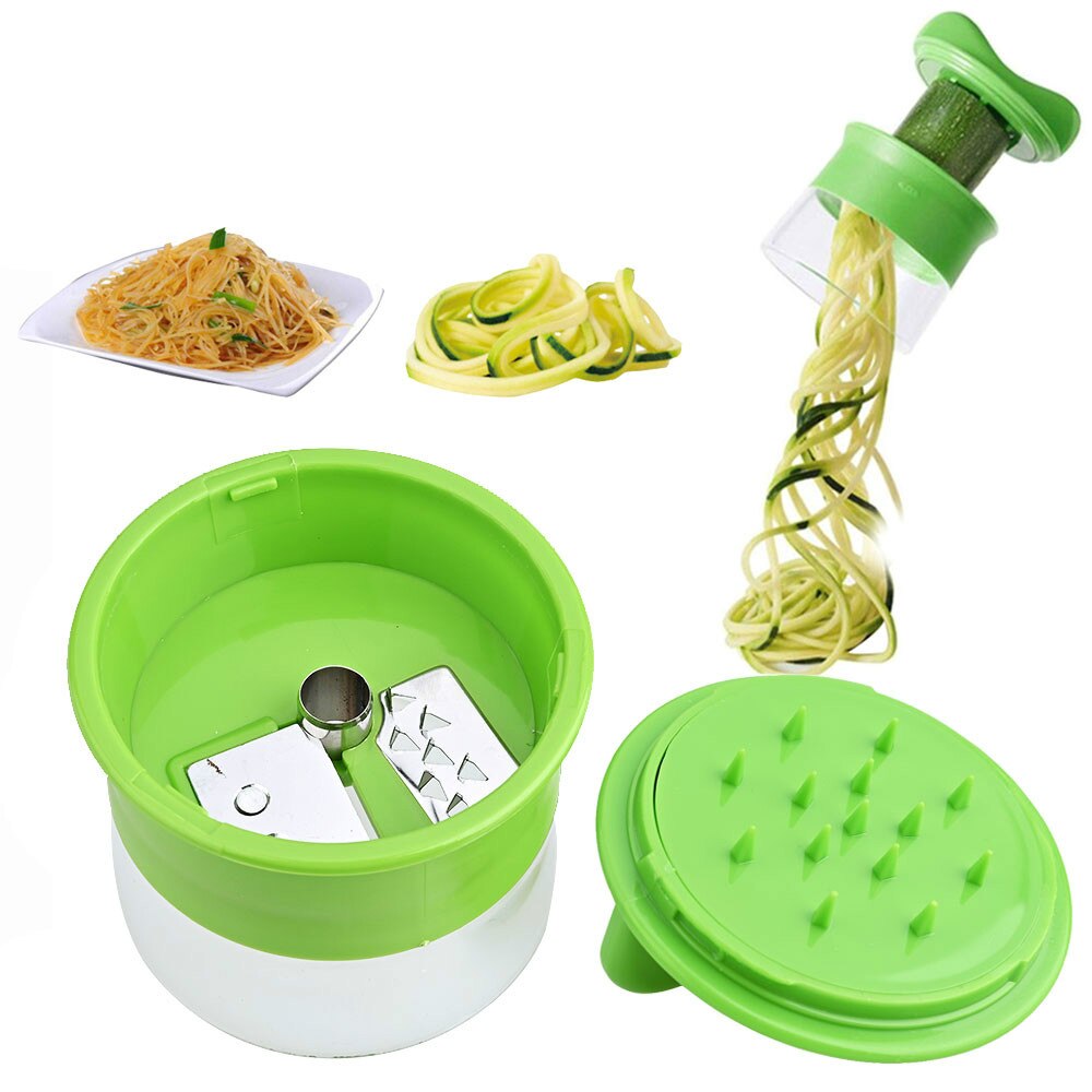 Rallador de mano cortador en espiral, zanahoria, pepino, Spirelli, cortador para fruta y verdura, ensalada, fideos de calabacín, máquina de espagueti, herramienta de cocina