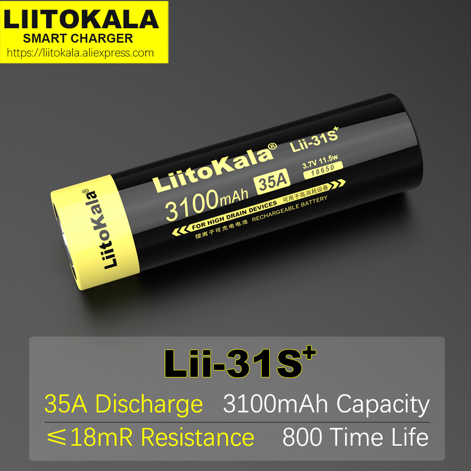 1-10 Stuks Liitokala Lii-31S 18650 Batterij 3.7V Li-Ion 3500 Mah 3100mA 35A Power Batterij Voor Hoge drain Apparaten.