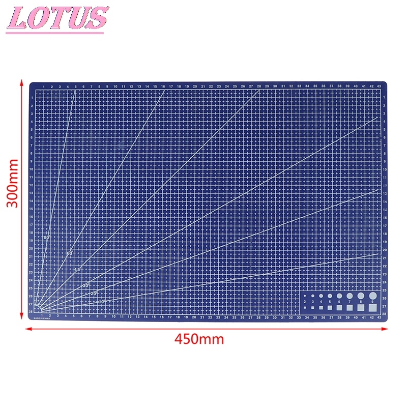 PVC rectangular cutting mat, made of pp plastic. Grid line tool, plastic, A3, 45cm x 30cm, 1Pcs