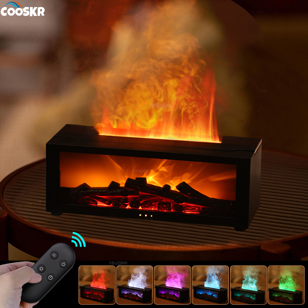 Humidificateur d'air huiles essentielles humidificateurs maison arôme humidificateur flamme diffuseur de parfum automatique avec lumière LED télécommande