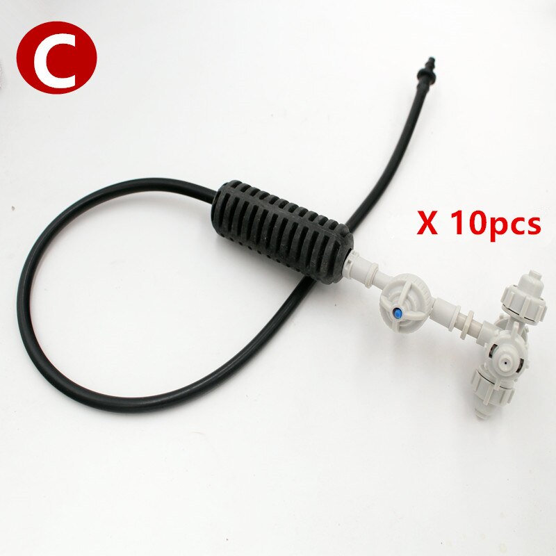 10 unids/pack nebulizador Cruz de nebulización de colgando ensamblaje de aspersor colgante para enfriamiento para jardín de riego BY001: C   10pcs