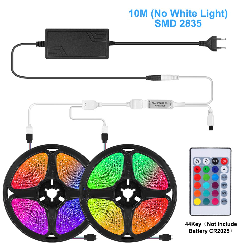 Goodland LED Strip 12V Ribbon LED Light Strip RGB Tape SMD 5050 2835 Flexible 5M 10M Diode Tape with Remote Backlight for TV: 10M 2835 24Key / Waterproof / EU Plug