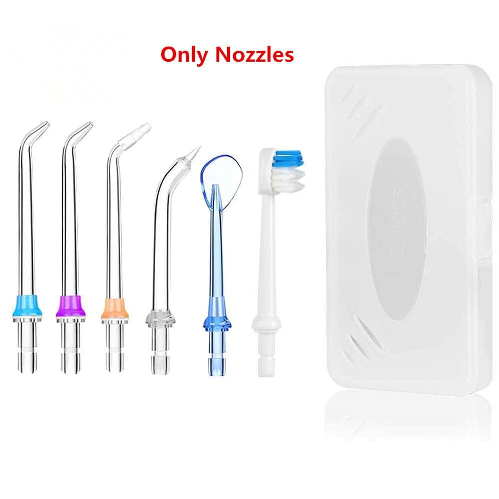 Munddusche mit 300ML Wasser Panzer Tragbare Zahn Wasser Jet IPX7 Irrigator für Reinigung Zähne USB Aufladbare Wasser Flosser: 6Stck Düse