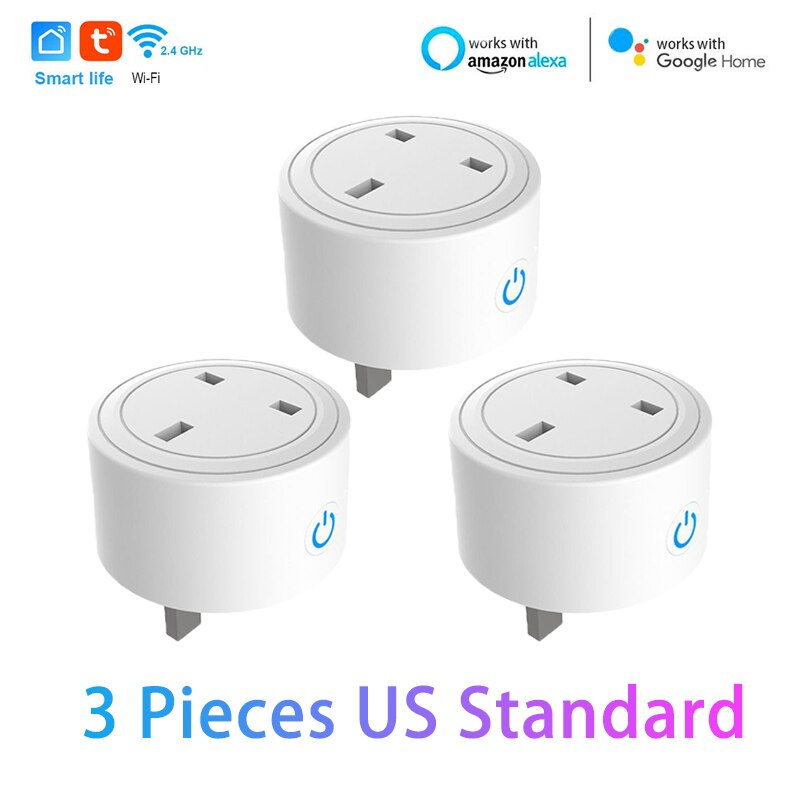 WiFi Smart Wireless Plug Outlet US UK Standard Voice Control Timer Socket For Alexa Google Home Smart Home Tuya Smart Life: 3 Pieces US Standard