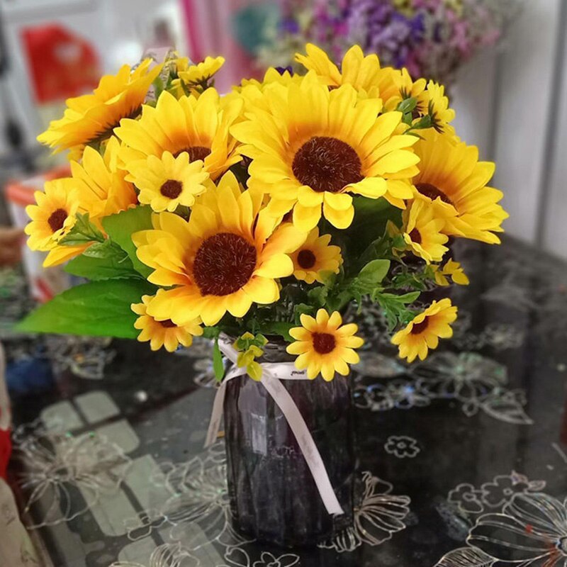 Kunstig solsikke simulering sol blomst gerbera daisy stue fest dekoration blomst skydning prop jul