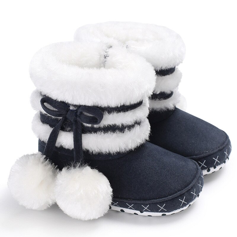 0-18M Nette Schnee Baumwolle Warme Stiefel Infant Weiche Sohlen Neugeborenen Winter Baby Schuhe für Mädchen Anti-slip Weihnachten Booties: Blue / 7-12 Monate