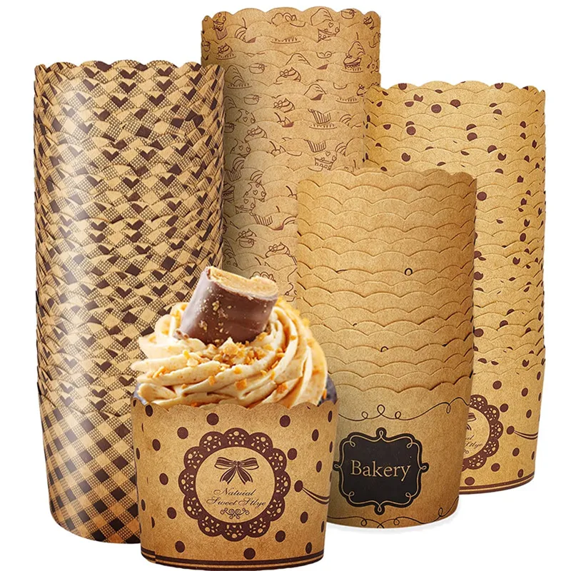 50 Uds. De vasos de papel para magdalenas, envoltorios para hornear pasteles, suministros para fiestas de panadería, molde para pastel de boda, revestimientos para magdalenas y magdalenas, suministros para hornear
