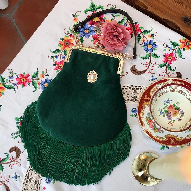 Tappning frans eleganta kvinnor kvinnor väska väskor tote damhandväskor plånböcker