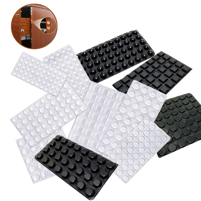 Tope de puerta transparente autoadhesivo fuerte, amortiguador de goma, parachoques de gabinete, cojines de puntos para muebles, almohadillas protectoras, botones pequeños