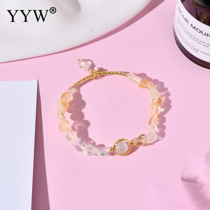 Roze kristallen armband persoonlijkheid meisjesarmband all-match armband voor dagelijks gebruik of matchende kleding maat ca. 16.8cm: Bruingeel