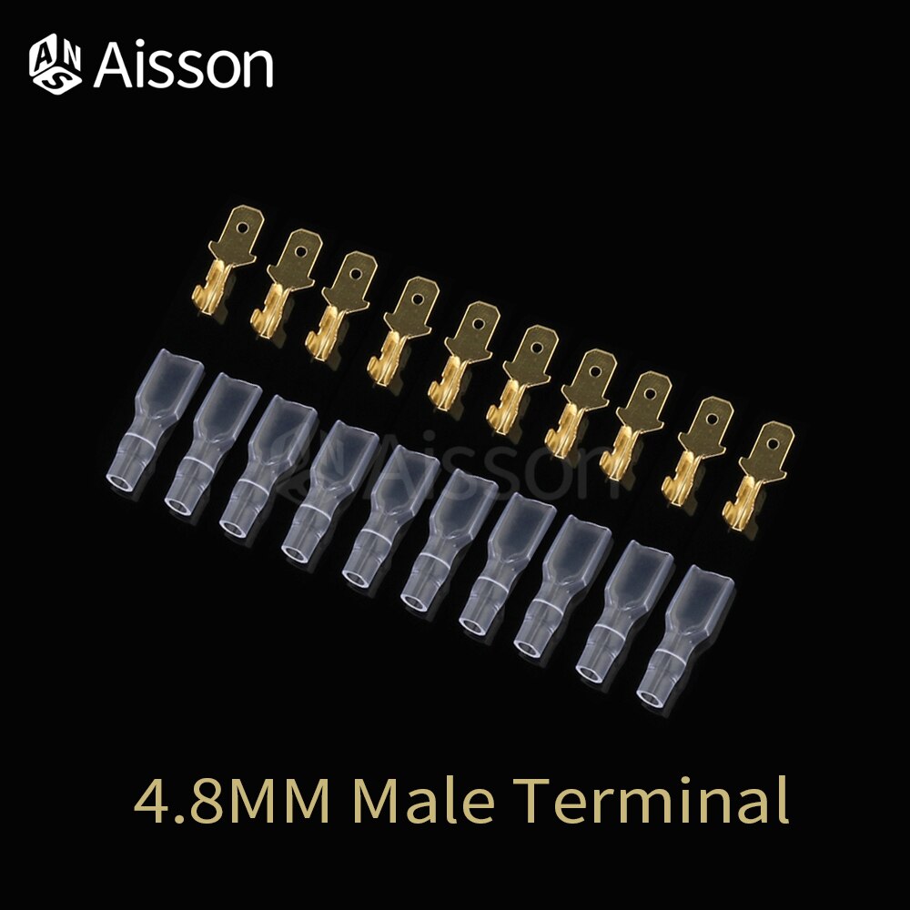 10 Stks/partij 2.8Mm 4.8Mm 6.3Mm De Isolerende Insert Voorjaar Man Vrouw Terminal Van De Plug Met Transparante cover: 4.8mm Male