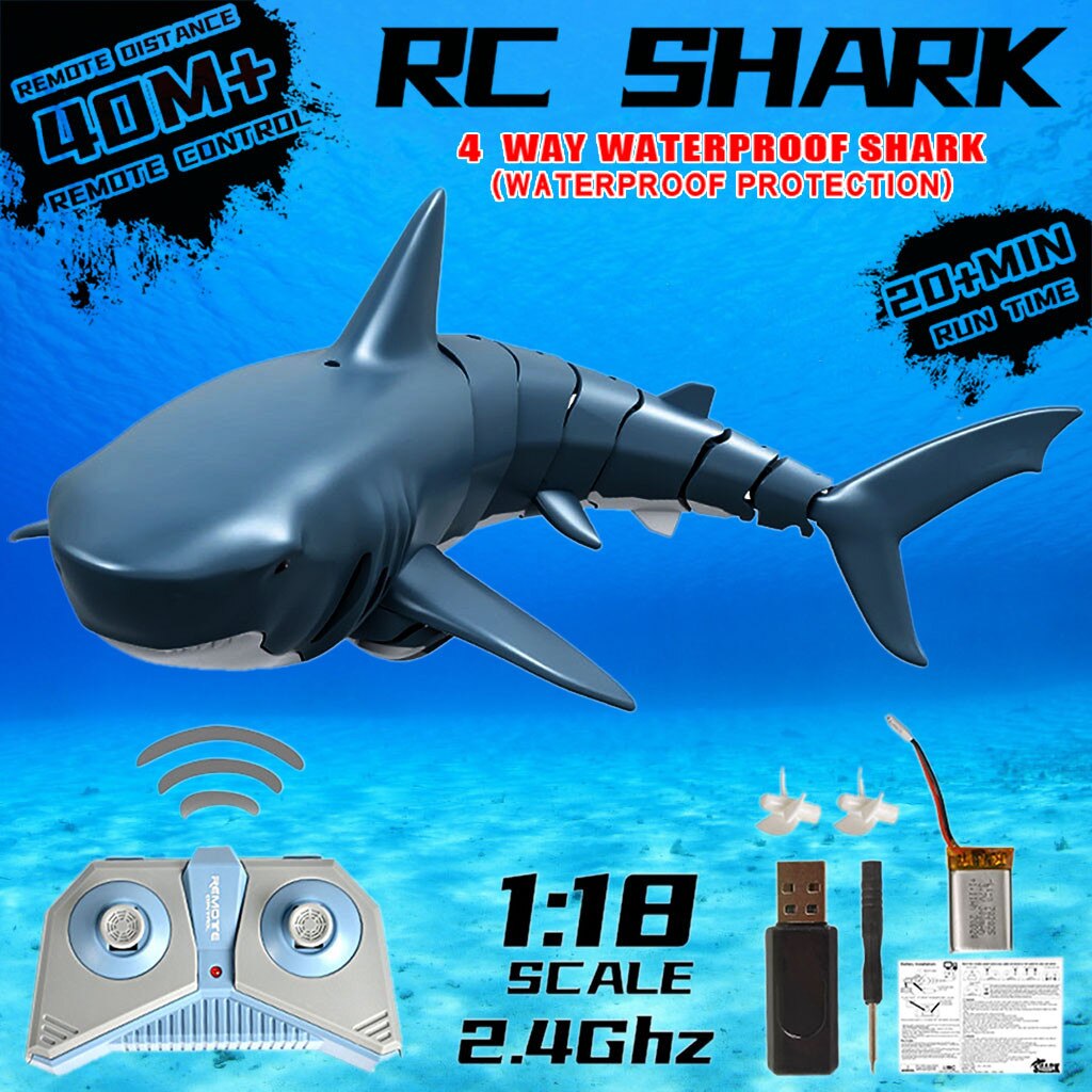 Radio Remote Control Electronic Shark Fish Boat Durable 4 Channel Underwater Toys For Kids Birthday party Christmas