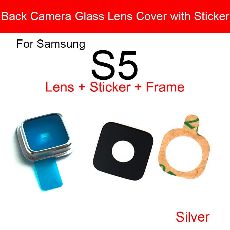 Zurück Hinten Kamera Objektiv Glas Mit Klebstoff Stock Für Samsung Galaxis S3 S4 I9500 S5 Wichtigsten Kamera Objektiv Glas Ersatz teile: Silber- S5