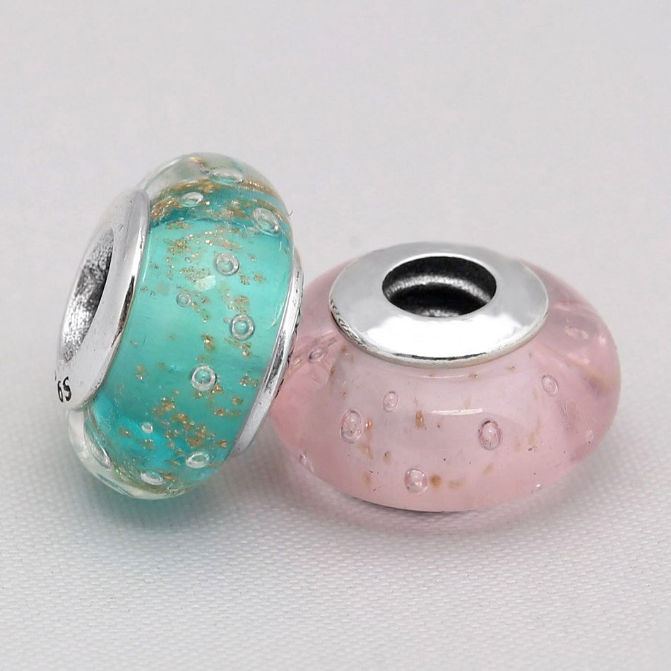 Abbondante Cuori Incantato Giardino Iridescent Arcobaleno Baci In Vetro di Murano Misura Branelli Pandora Braccialetto Dell'argento Sterlina 925 di Fascino