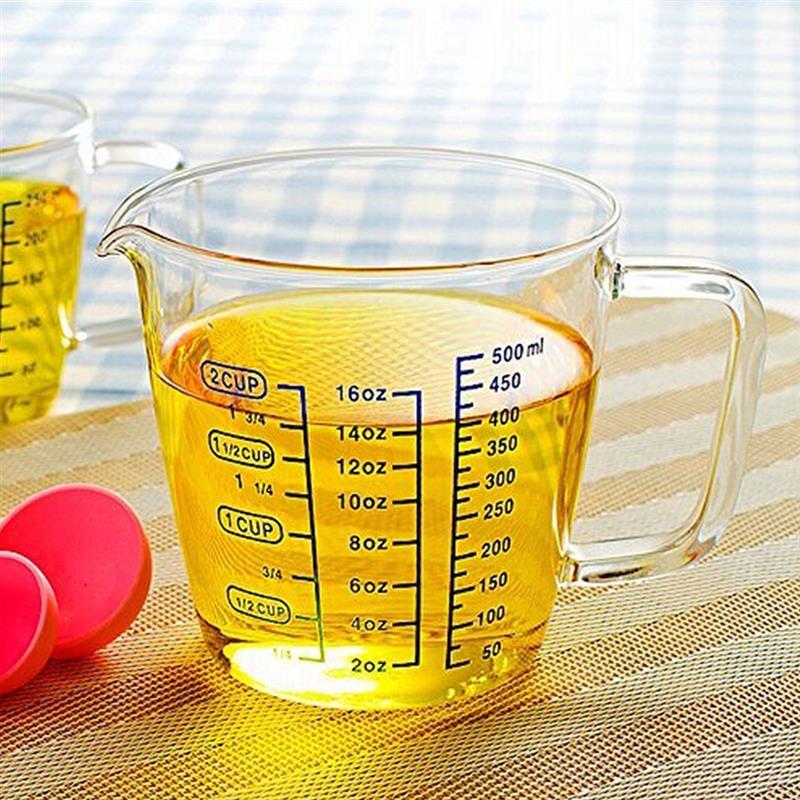 Taza medidora de vidrio de borosilicato resistente al calor para niños, vaso de medición de microondas transparente con escala, 1 unidad